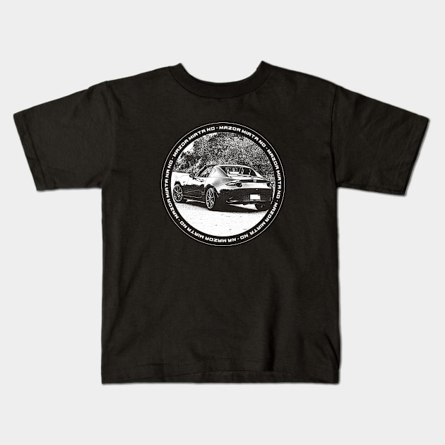 Mazda Miata MX-5 ND Black 'N White 4 (Black Version) Kids T-Shirt by Cero